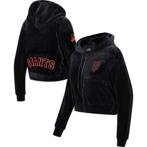Women's SF Giants Pro Standard Black Classic Velour Full-Zip Hoodie Track Jacket